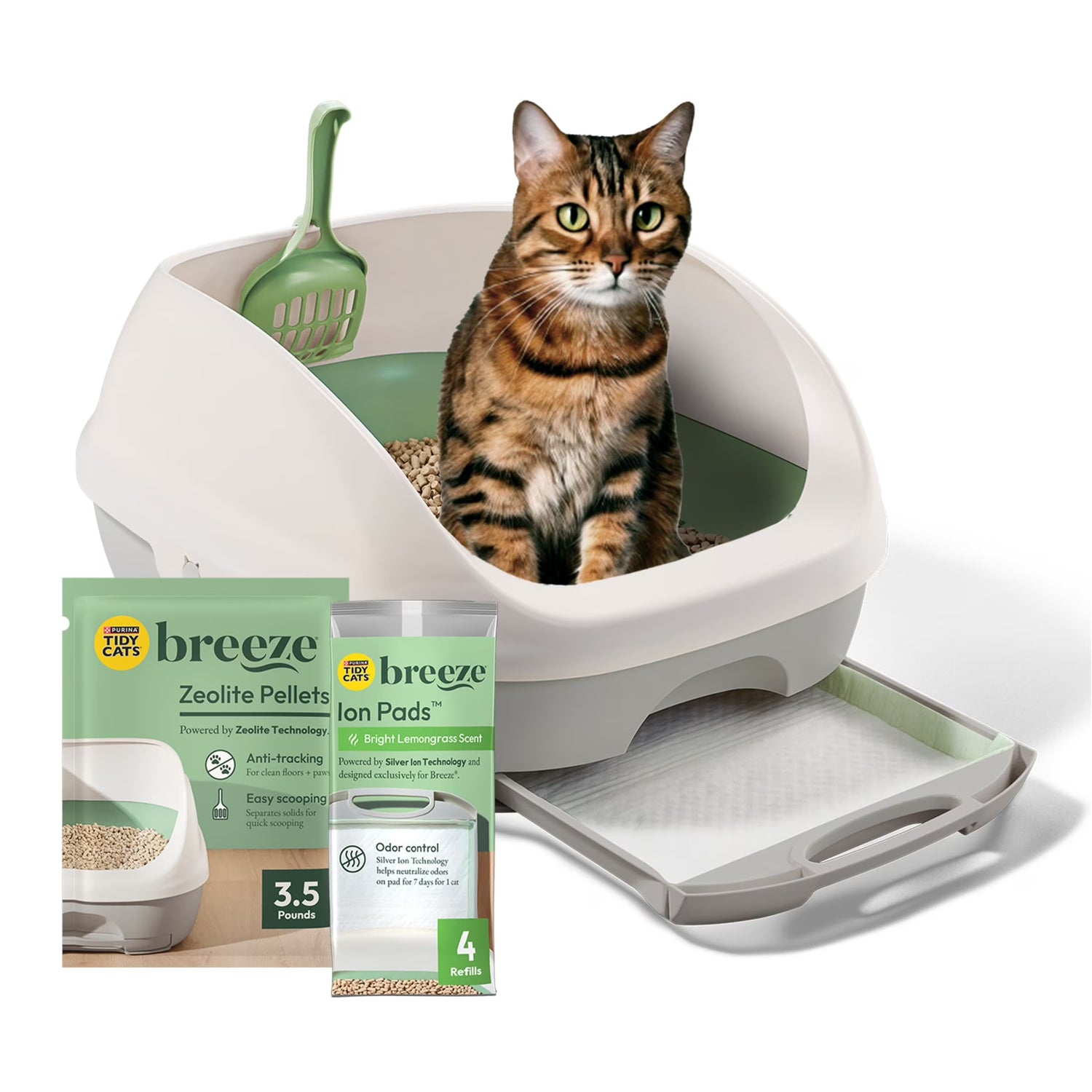 Purina Breeze Cat Litter Box System with Pelleted Litter and Absorbent Pads